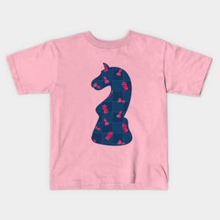 Сhess piece - knight - pink and blue colors pattern Kids T-Shirt